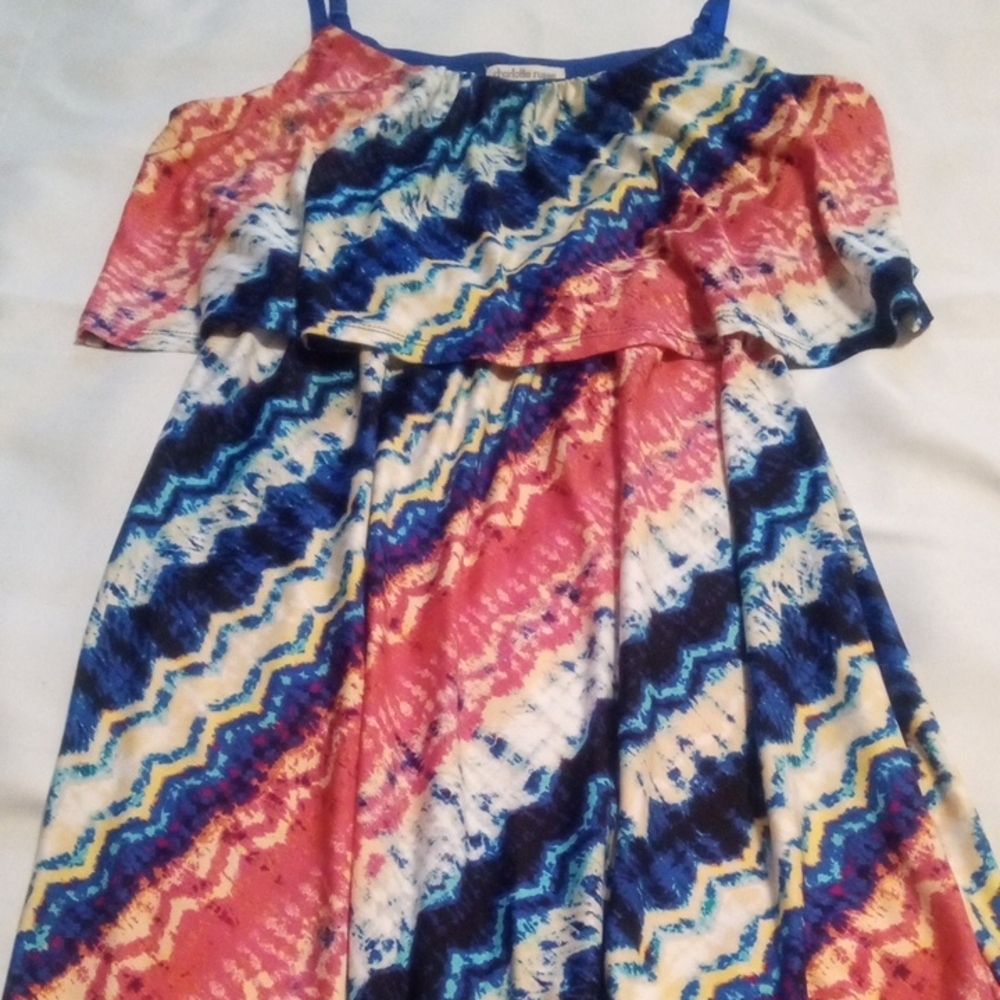 Charlotte Russe Blue and Yellow Patterned Dress